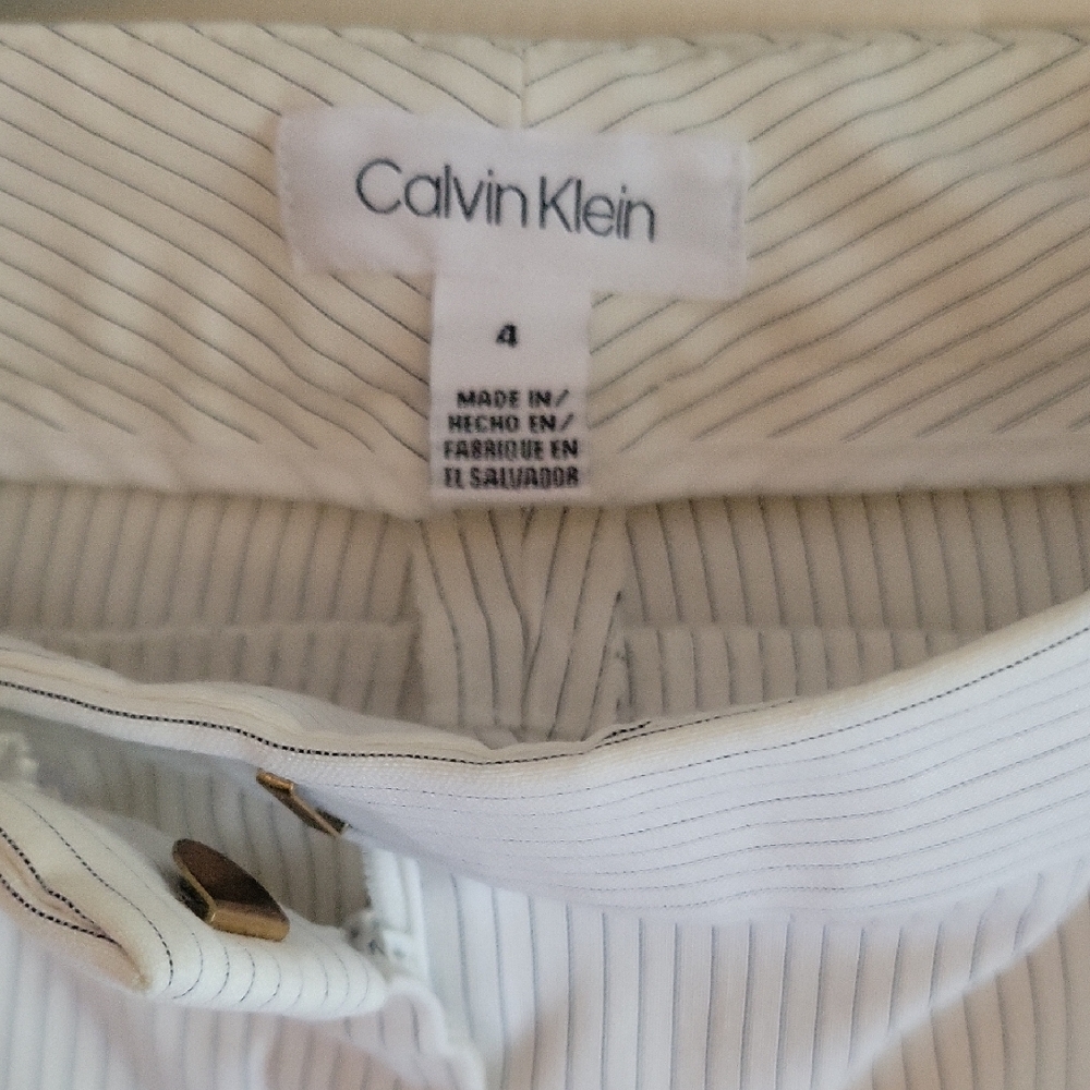 Calvin Klein Ivory Pinstripe Pants
